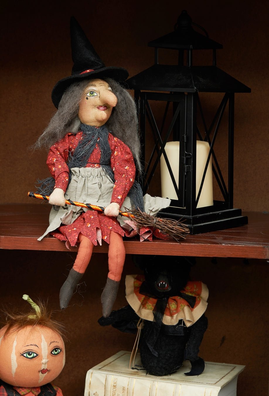 Folk Art Halloween Gathered Traditions Joe Spencer Paprika Witch Doll 16" - The Primitive Pineapple Collection