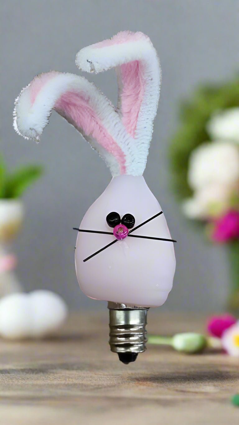 Spring Easter Whimsical Hand - dipped Pink Bunny Head Silicone Bulb Reusable - The Primitive Pineapple Collection