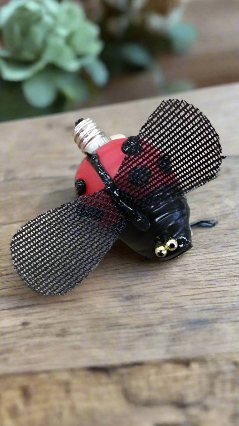 Primitive Farmhouse Handcrafted Lady Bug w/ Wings Silicone Bulb Reusable - The Primitive Pineapple Collection