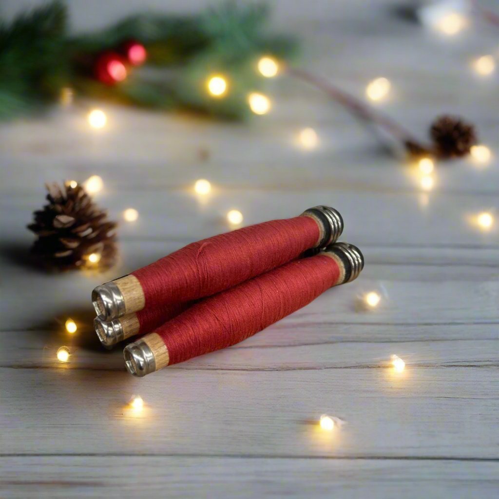 Primitive Christmas ONE pc 6.5" Red Yarn on Wood Quill - The Primitive Pineapple Collection