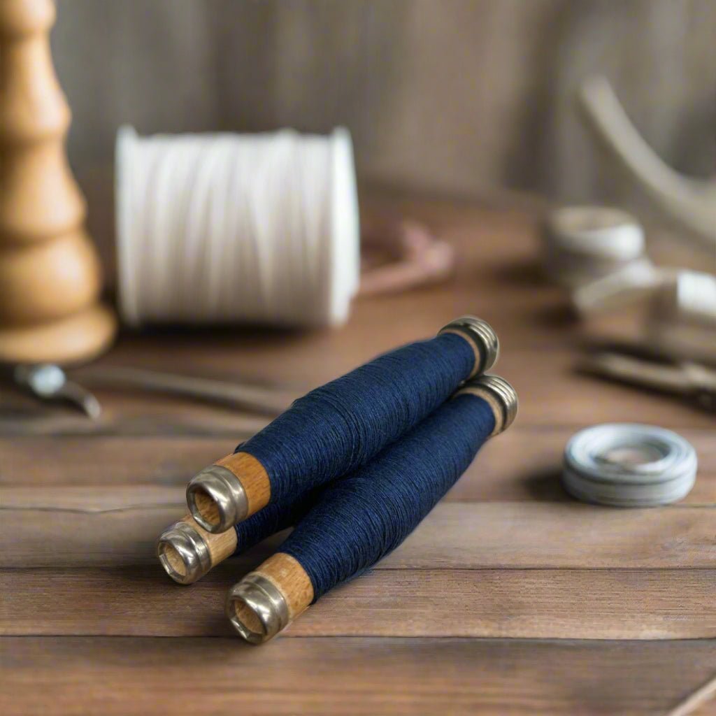 Primitive Everyday Christmas ONE pc 6.5" Dark Blue Yarn on Wood Quill - The Primitive Pineapple Collection