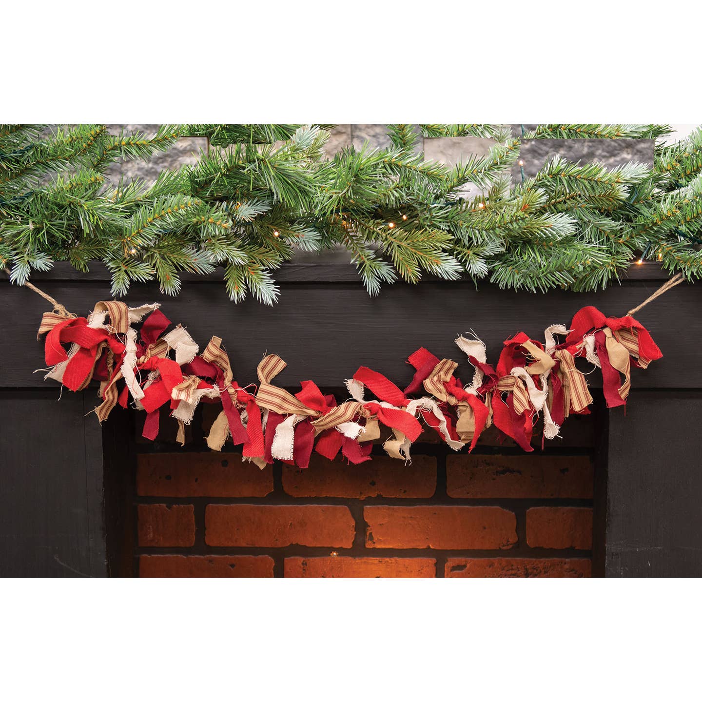 Primitive Christmas Candy Cane Rag Garland 28" - The Primitive Pineapple Collection