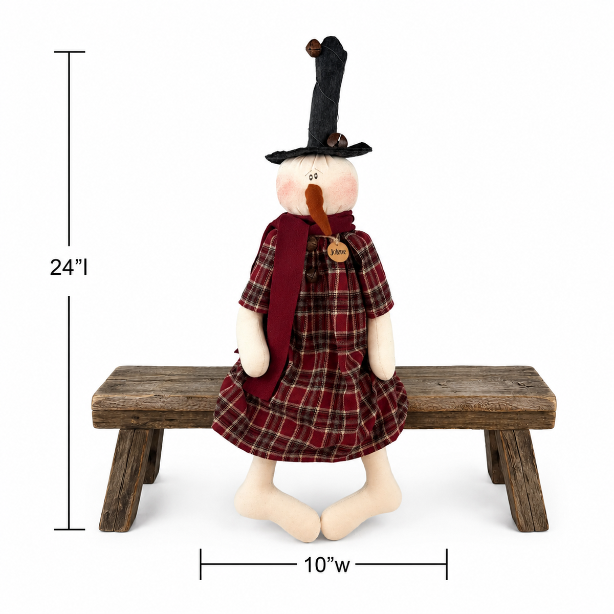 Honey and Me Jolene the Jingle Bell Snowman – 24" Christmas Shelf Sitter