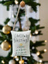 Primitive Handcrafted Christmas Embroidered Christmas Blessing w/ Feather Tree Pillow 6" - The Primitive Pineapple Collection