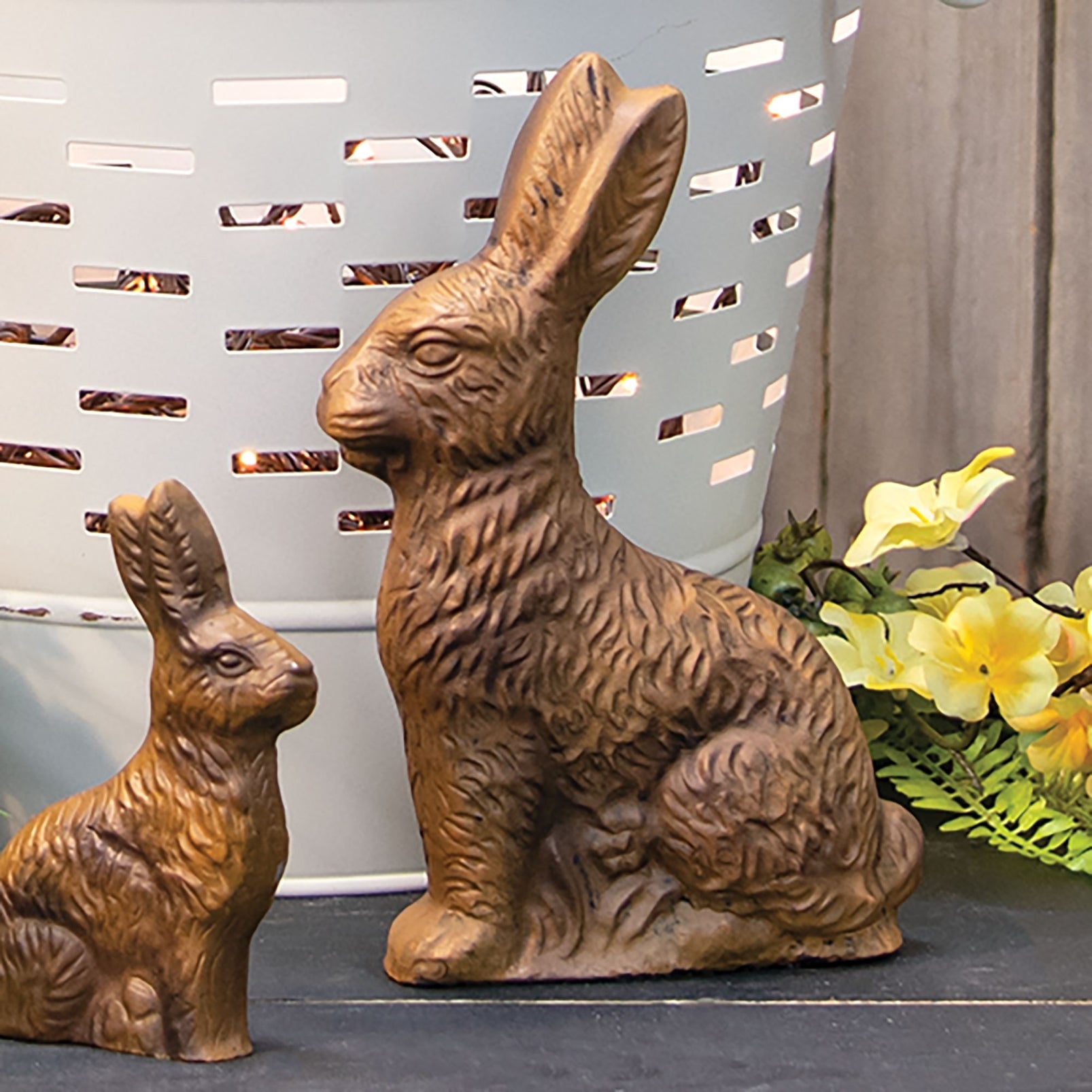 Primitive Spring Easter Resin Chocolate Bunny Large 8"