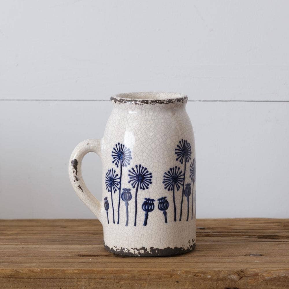 Primitive Farmhouse Dandelion With Handle Vintage Look Jug w/ Handle - The Primitive Pineapple Collection