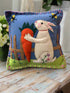Primitive Farmhouse Felt Spring Easter Bunny With Carrot 8" x 8" Pillow - The Primitive Pineapple Collection