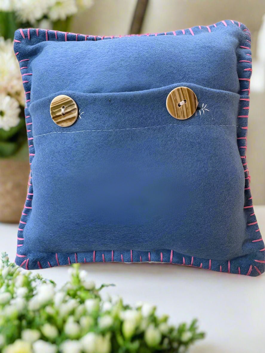 Primitive Farmhouse Felt Spring Easter Bunny With Carrot 8" x 8" Pillow - The Primitive Pineapple Collection
