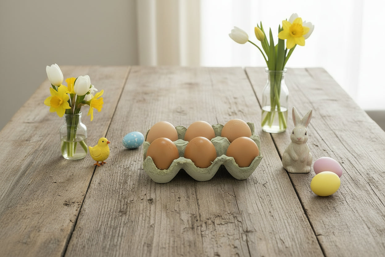 Primitive Country Realistic Life Size Brown Resin Eggs 6 pc in Crate - The Primitive Pineapple Collection