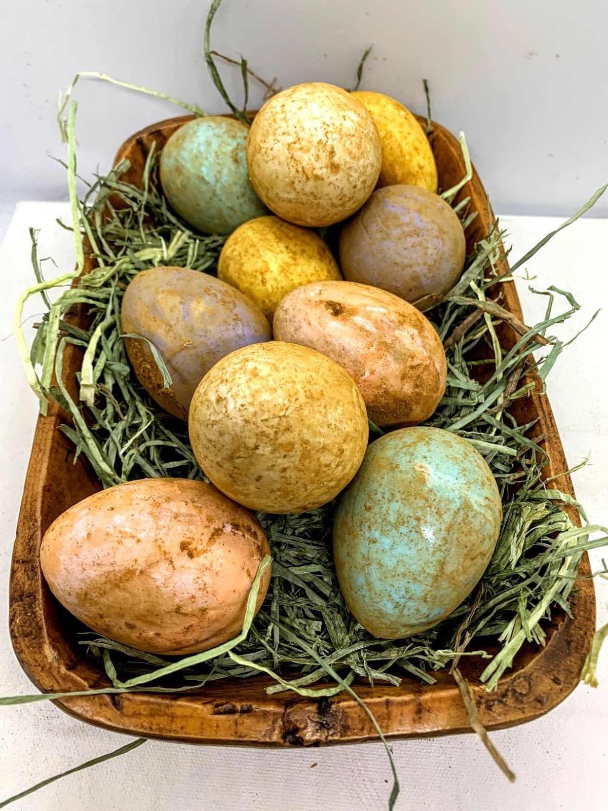 Primitive Spring Easter Life Size Wax Dipped Pastel Eggs in display carton 10pc - The Primitive Pineapple Collection
