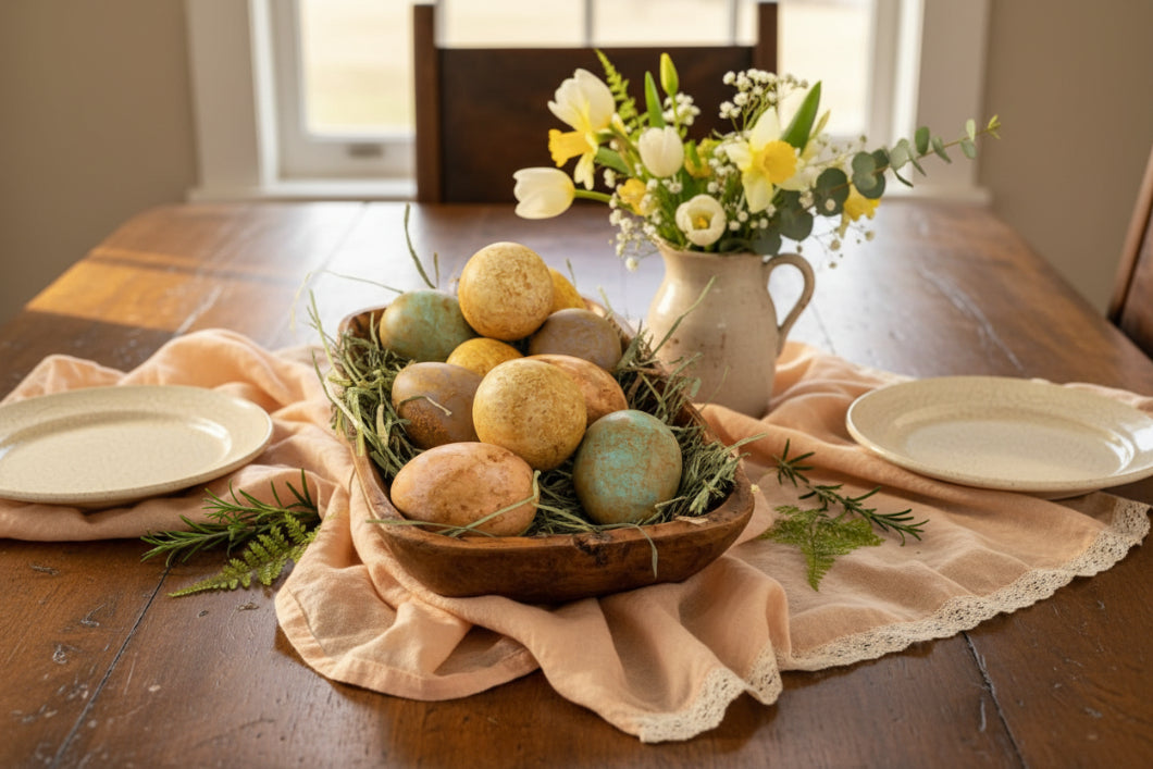 Primitive Spring Easter Life Size Wax Dipped Pastel Eggs in display carton 10pc - The Primitive Pineapple Collection