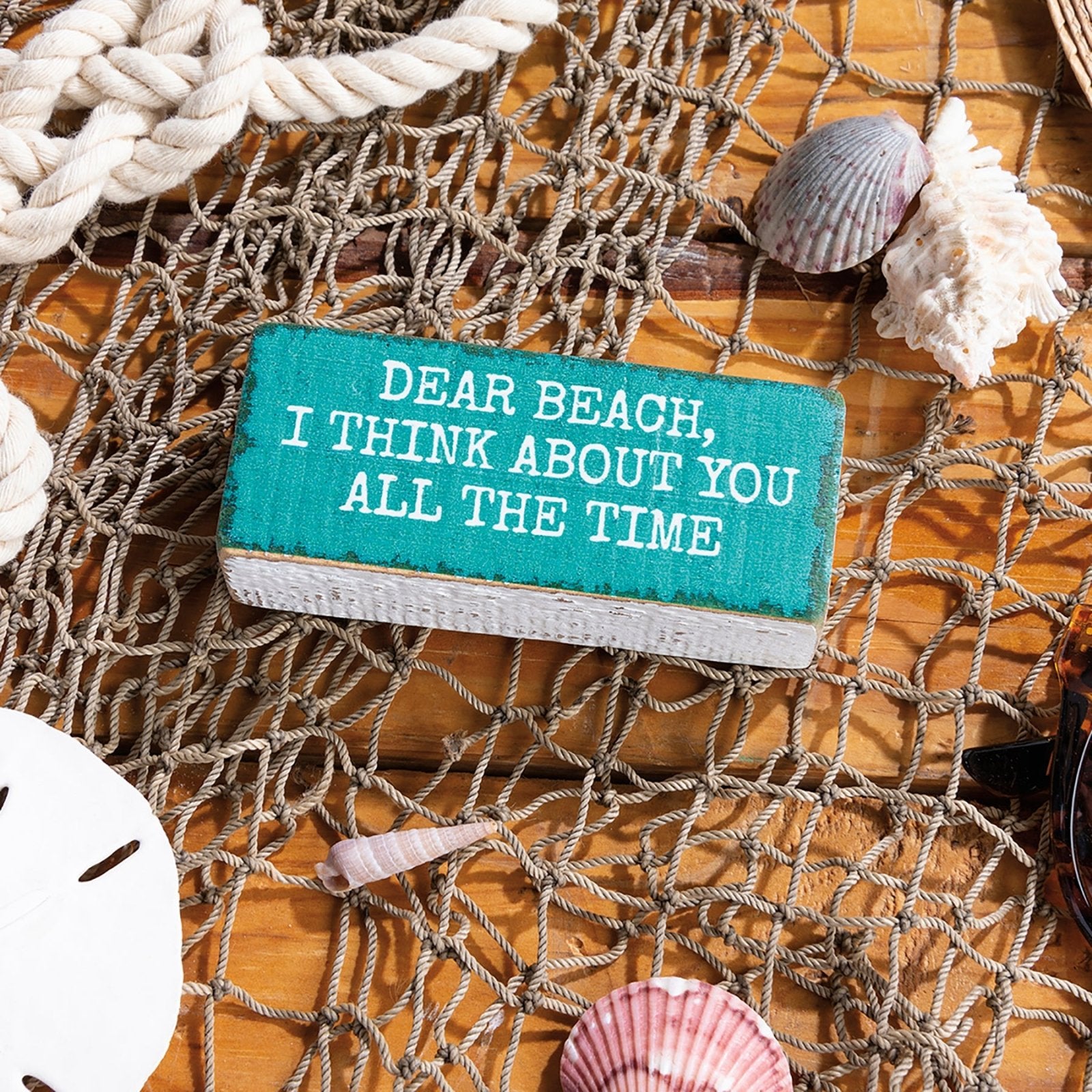 Farmhouse Cottage Dear Beach I Think About You Block Sign - The Primitive Pineapple Collection