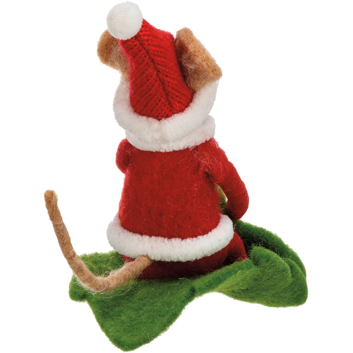 Primitive Christmas Felt Mouse Sledding on Leaf Ornament - The Primitive Pineapple Collection