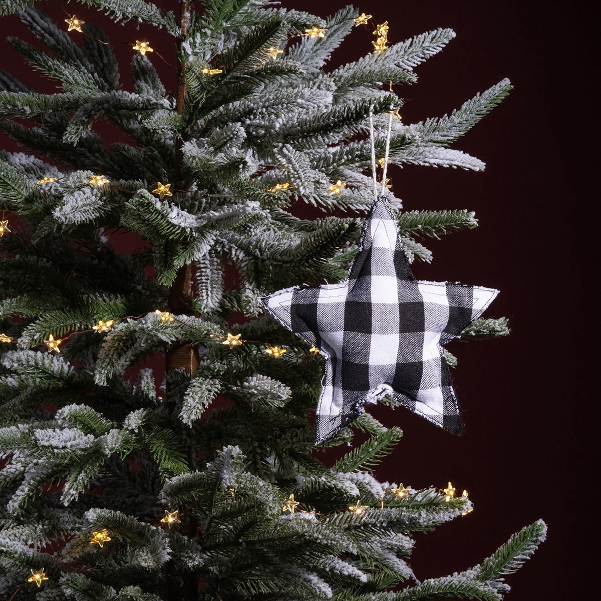 Primitive 5.5" Rustic Black And White Buffalo Check Star Ornament - The Primitive Pineapple Collection