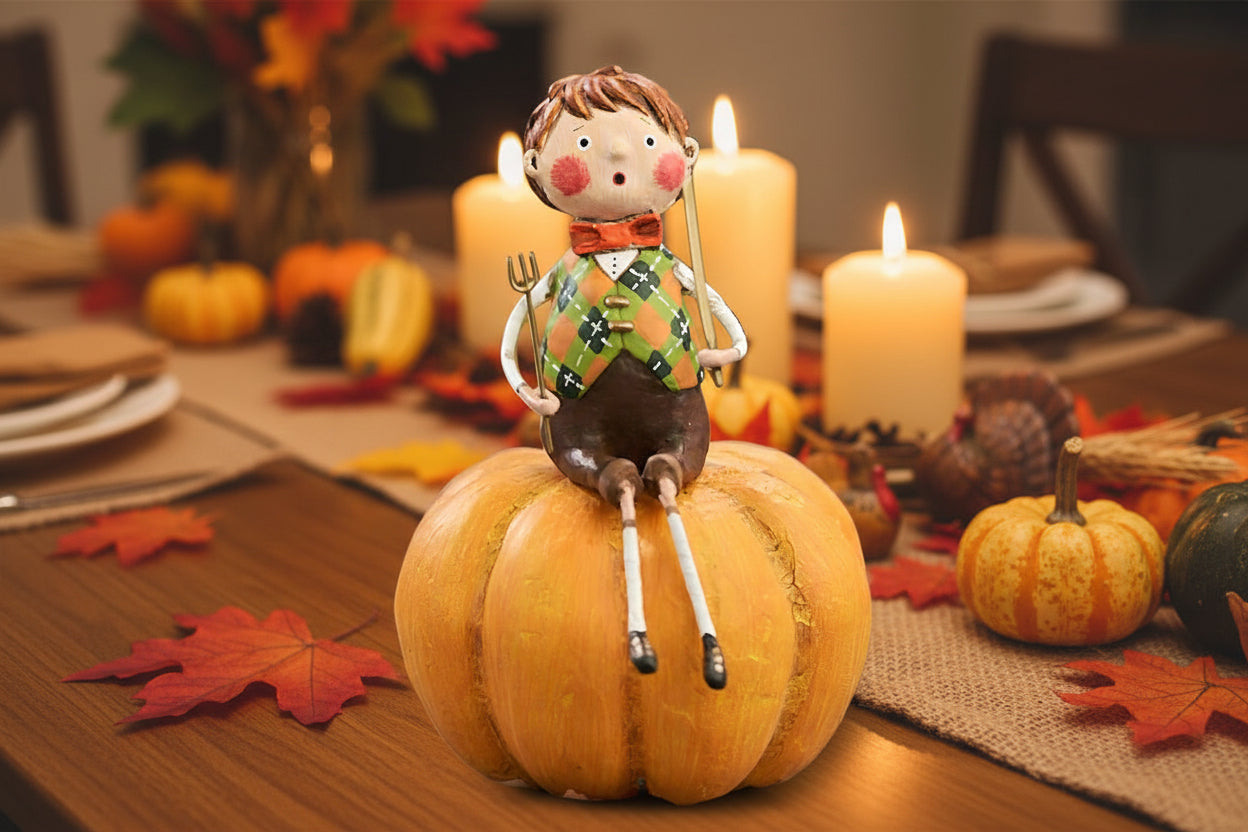 Lori Mitchell Peter Pumpkin Eater Figurine – ESC & Co Thanksgiving Fall Folk Art Decor - The Primitive Pineapple Collection