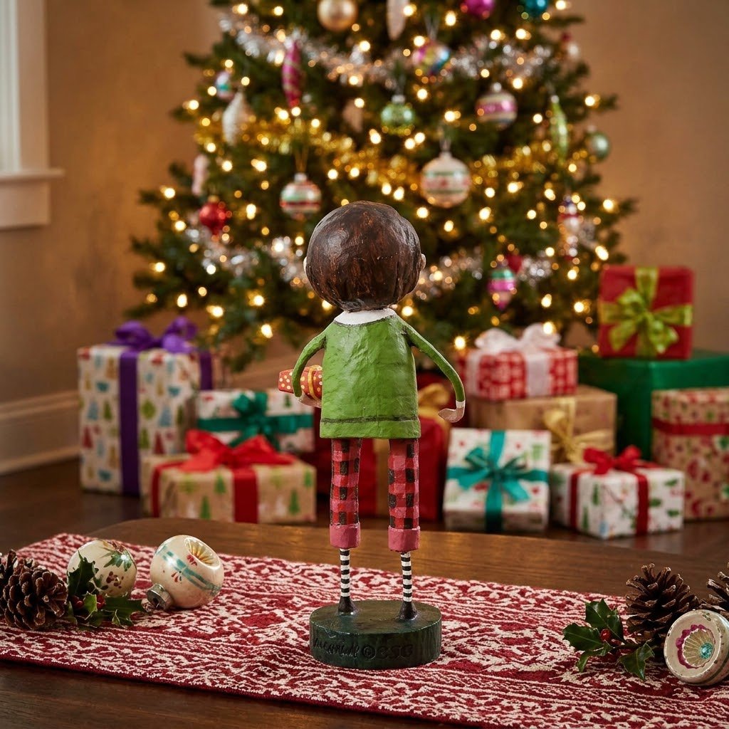 Lori Mitchell Gift Exchange Boy Christmas Figurine 6" - The Primitive Pineapple Collection