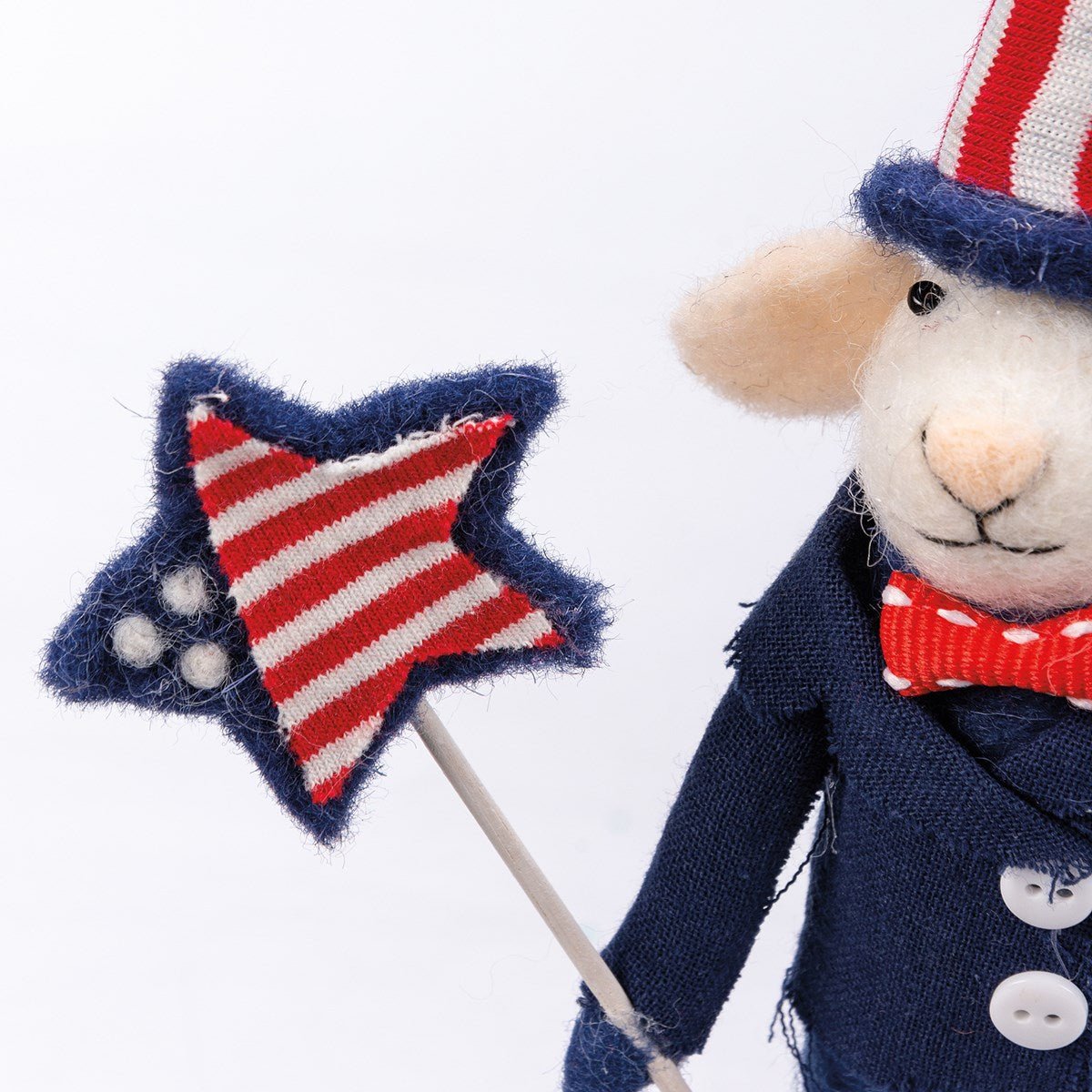 Primitive Patriotic Felt Mouse Uncle Sam Felt Ornament with Flag Star - The Primitive Pineapple Collection