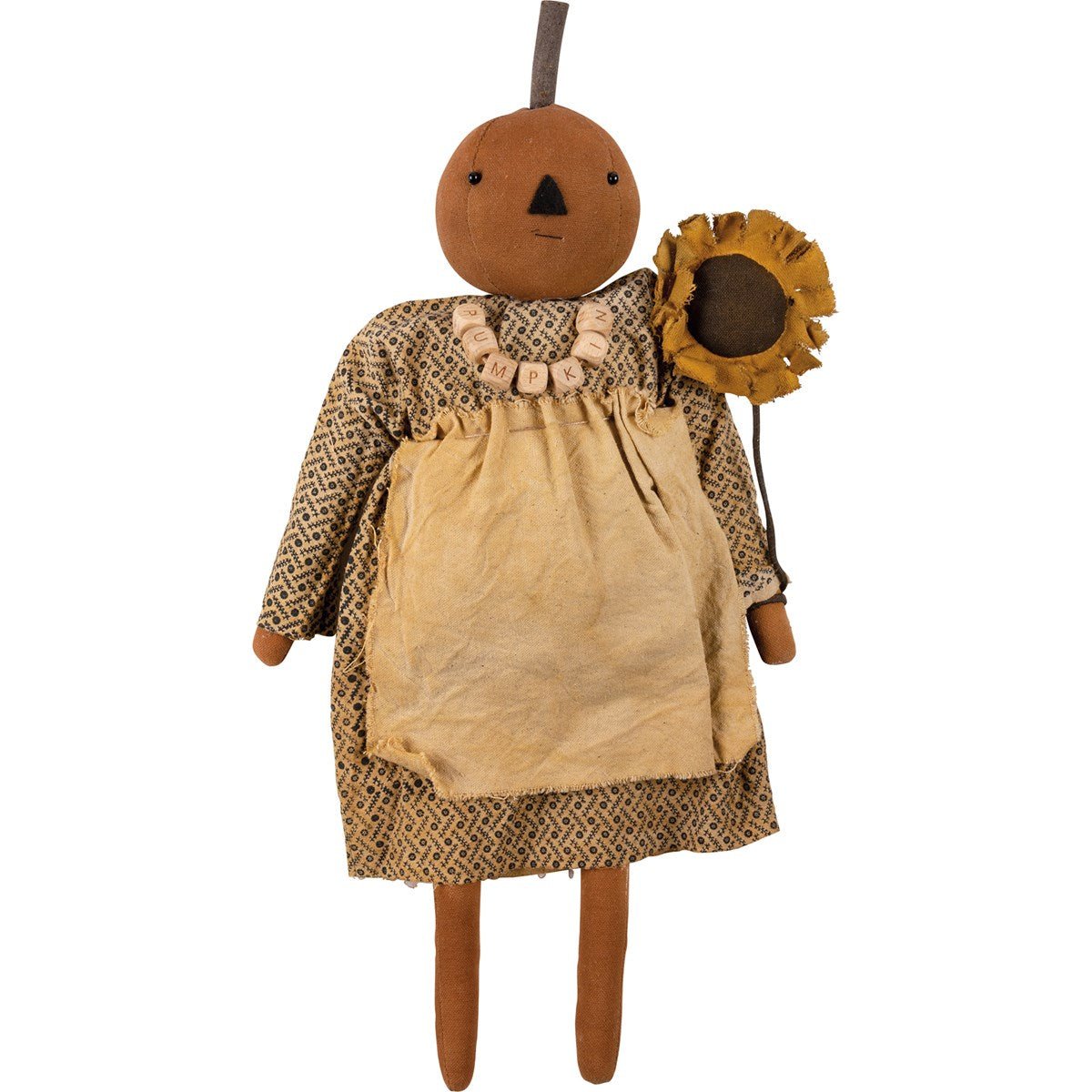 Primitive Folk Art Sunflower Susie Pumpkin Doll 17" - The Primitive Pineapple Collection