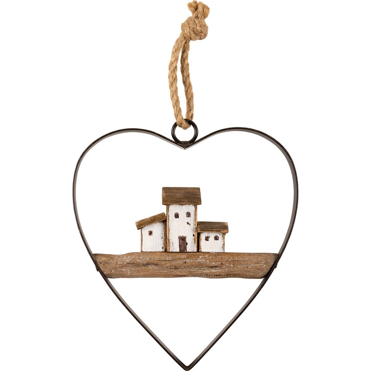 Rustic Summer Cottage Driftwood Beach Heart Ornament - The Primitive Pineapple Collection