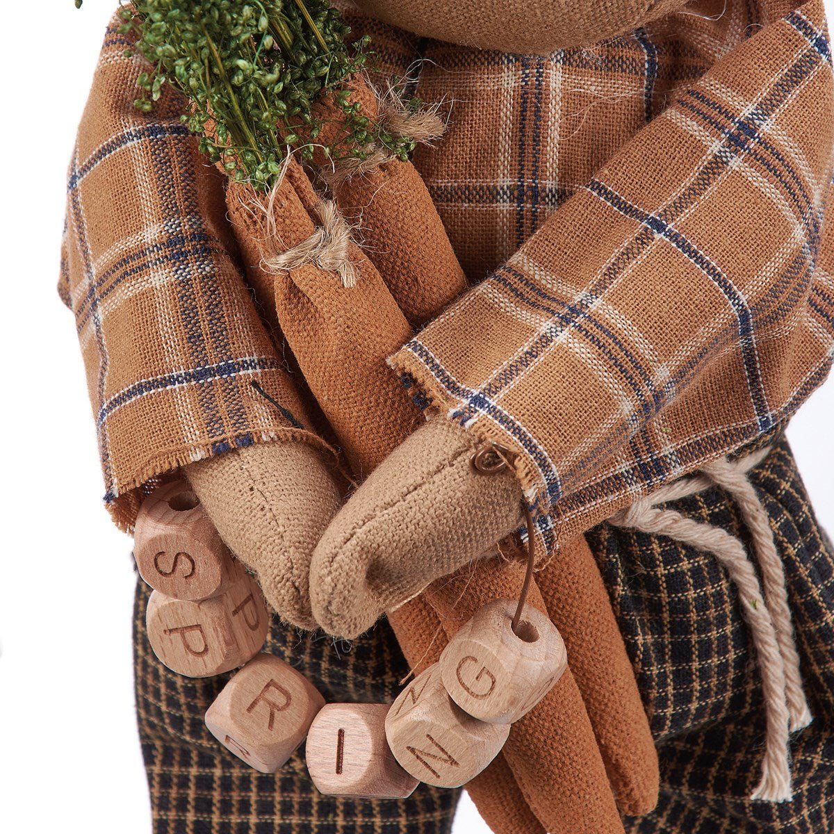 Primitive Spring Easter Bunny Doll w/ Carrot 13" - The Primitive Pineapple Collection