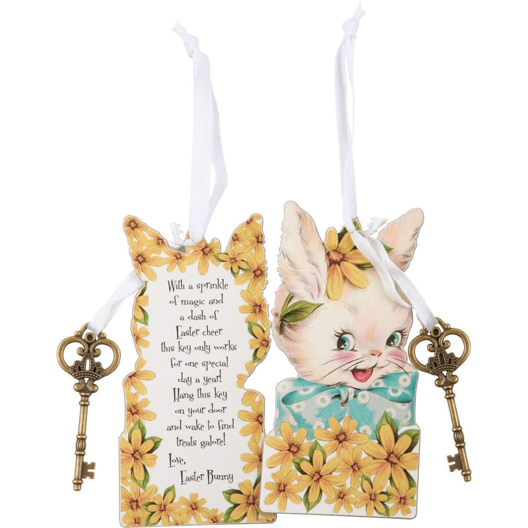 Vintage Retro Look Easter Bunny Magic Key Ornament - The Primitive Pineapple Collection