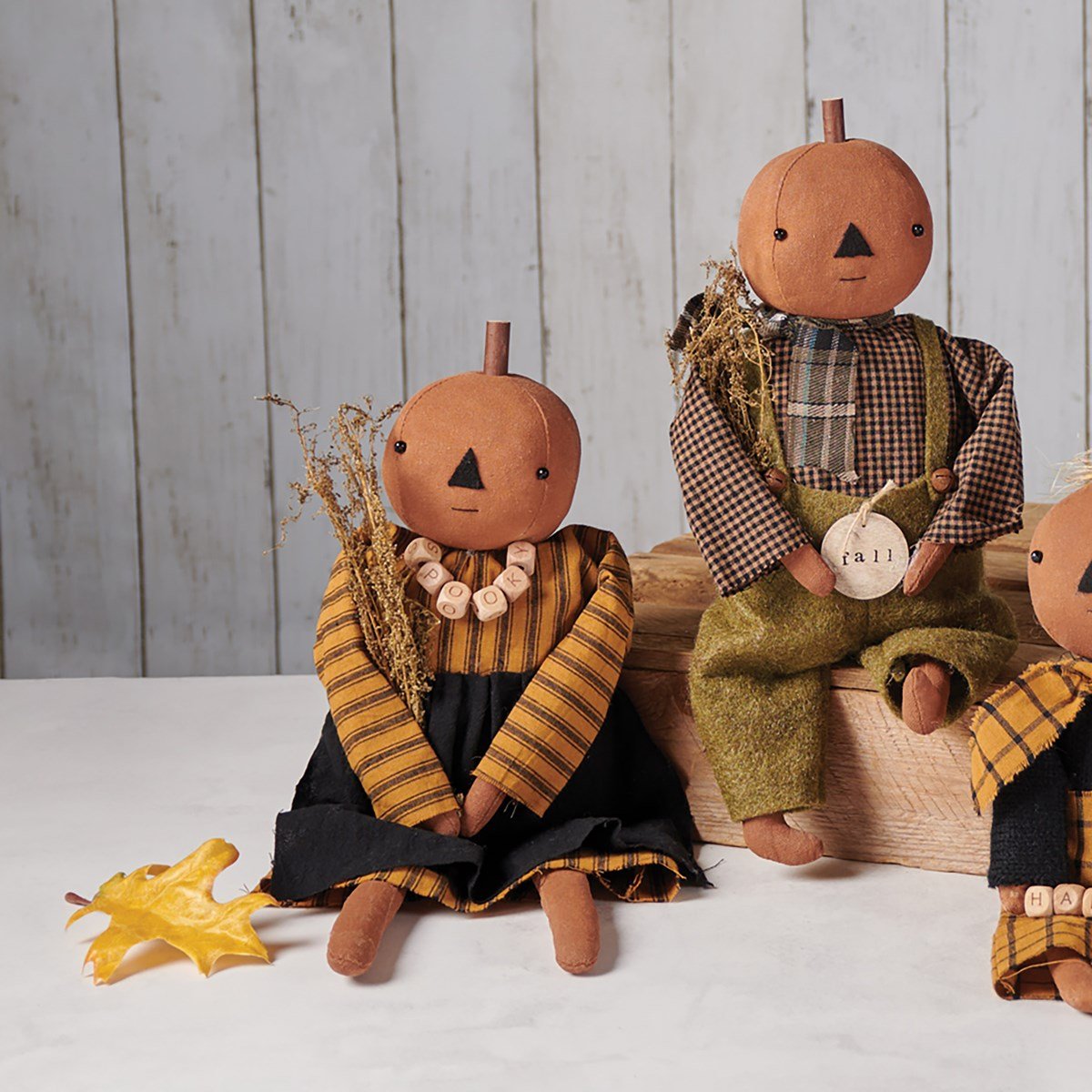Primitive Country Fall Halloween 13" Fall Spooky Sally Pumpkin Doll - The Primitive Pineapple Collection