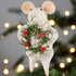Primitive Country Christmas Felt Mouse w/ Wreath Ornament - The Primitive Pineapple Collection