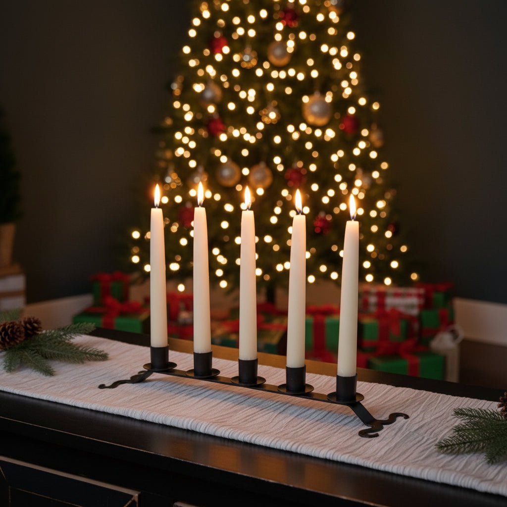 Primitive Black Iron Taper Candle Holder for 5 Candles - The Primitive Pineapple Collection