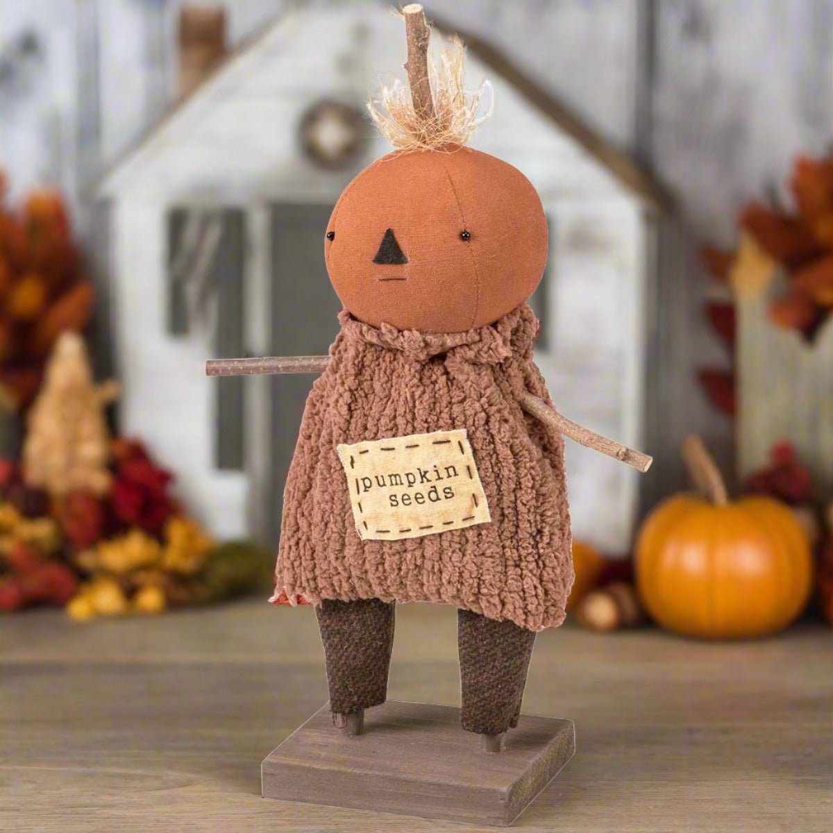 Primitive Country Fall Halloween Sweet Oscar Pumpkin Doll - The Primitive Pineapple Collection