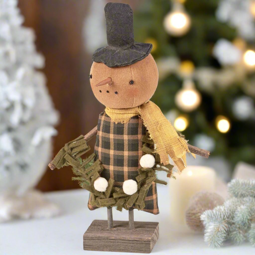 Primitive Country Christmas Cozy Collin Snowman Doll - The Primitive Pineapple Collection