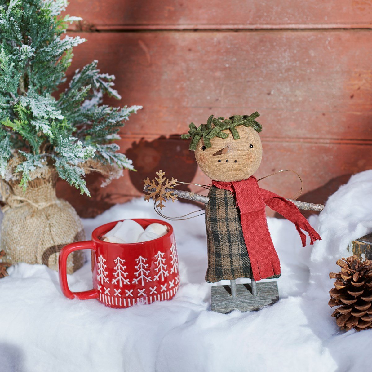 Primitive Country Christmas Angela Snowflake Snowman Doll - The Primitive Pineapple Collection