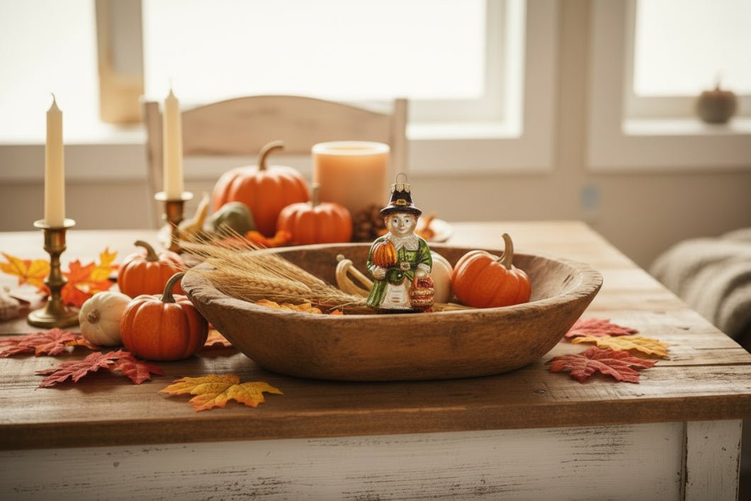 Primitive Fall Thanksgiving Glass Pilgrim Boy Ornament - The Primitive Pineapple Collection