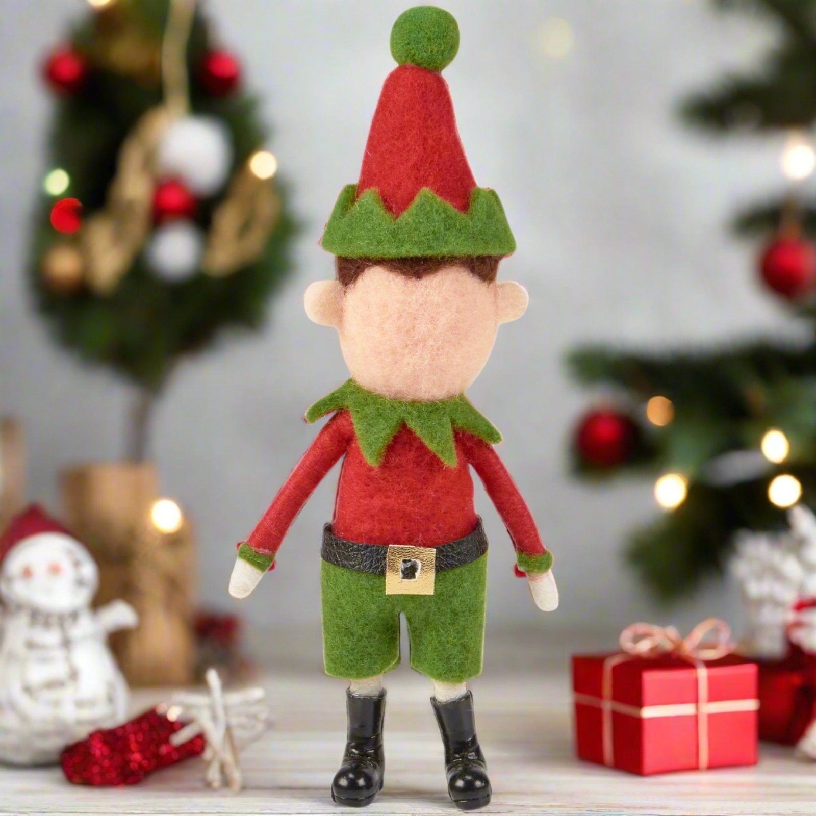 Primitive Christmas Boy Elf with Elf Hat and Boots Doll 7" - The Primitive Pineapple Collection