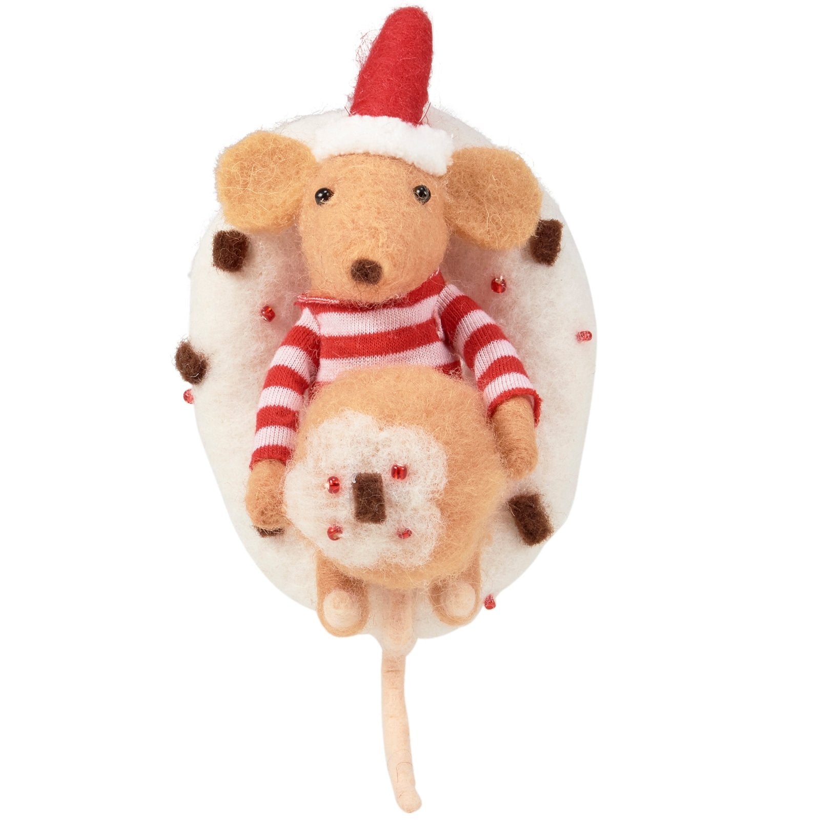 Primitive Country Christmas Felt Donut Mouse Ornament - The Primitive Pineapple Collection