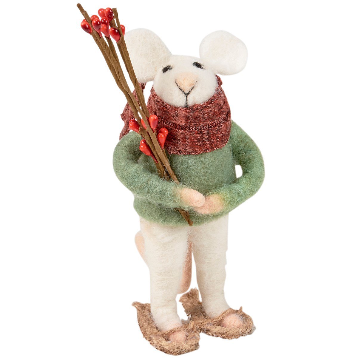Primitive Country Christmas Felt Snowshoe Mouse Ornament - The Primitive Pineapple Collection