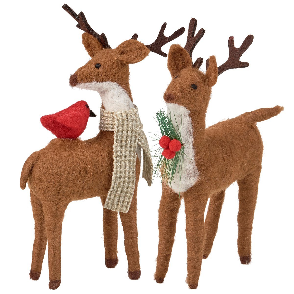 Primitive Country Christmas Felt Primitive Country Christmas Felt 2 pc Reindeer with Cardinal - The Primitive Pineapple Collection