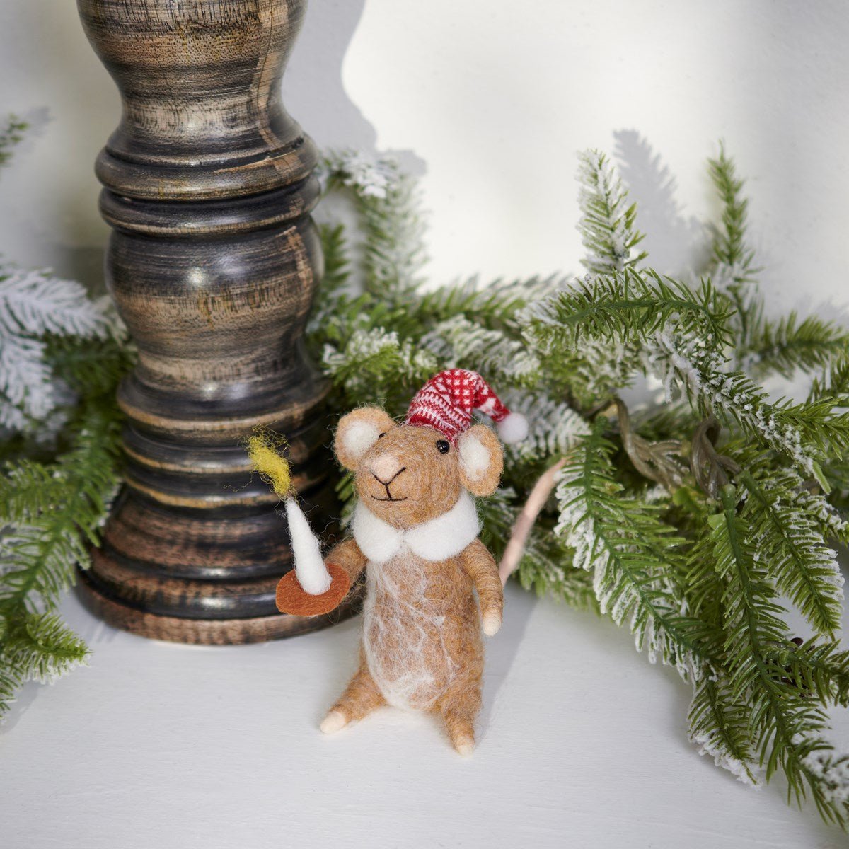 Primitive Christmas Felt Ebenezer Mouse Ornament - The Primitive Pineapple Collection