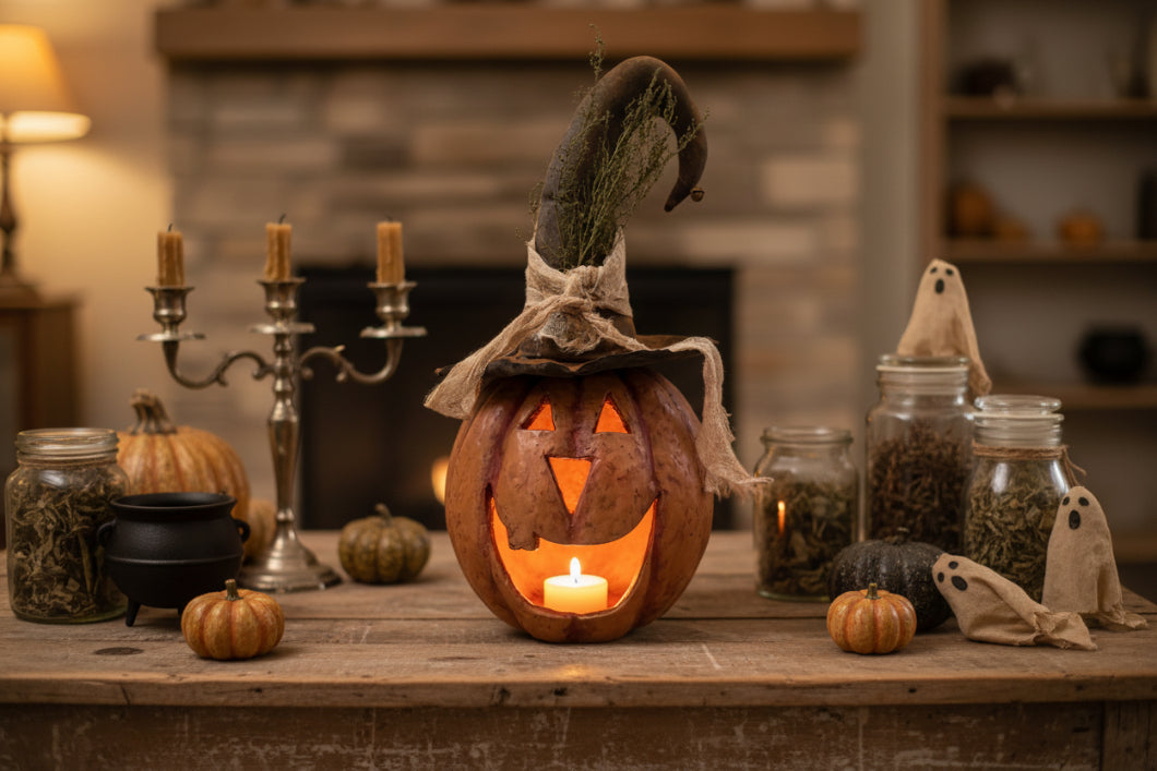 Halloween Fall Ragon House Collectable 11” Orange Big Mouth Pumpkin Luminary - The Primitive Pineapple Collection