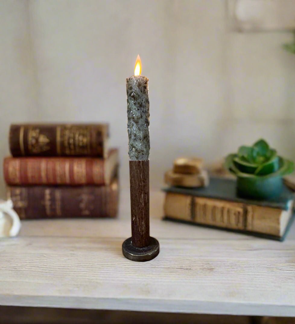 Primitive Moving Flame 11" Candle On Chimney Bobbin w/ Remote Control - The Primitive Pineapple Collection