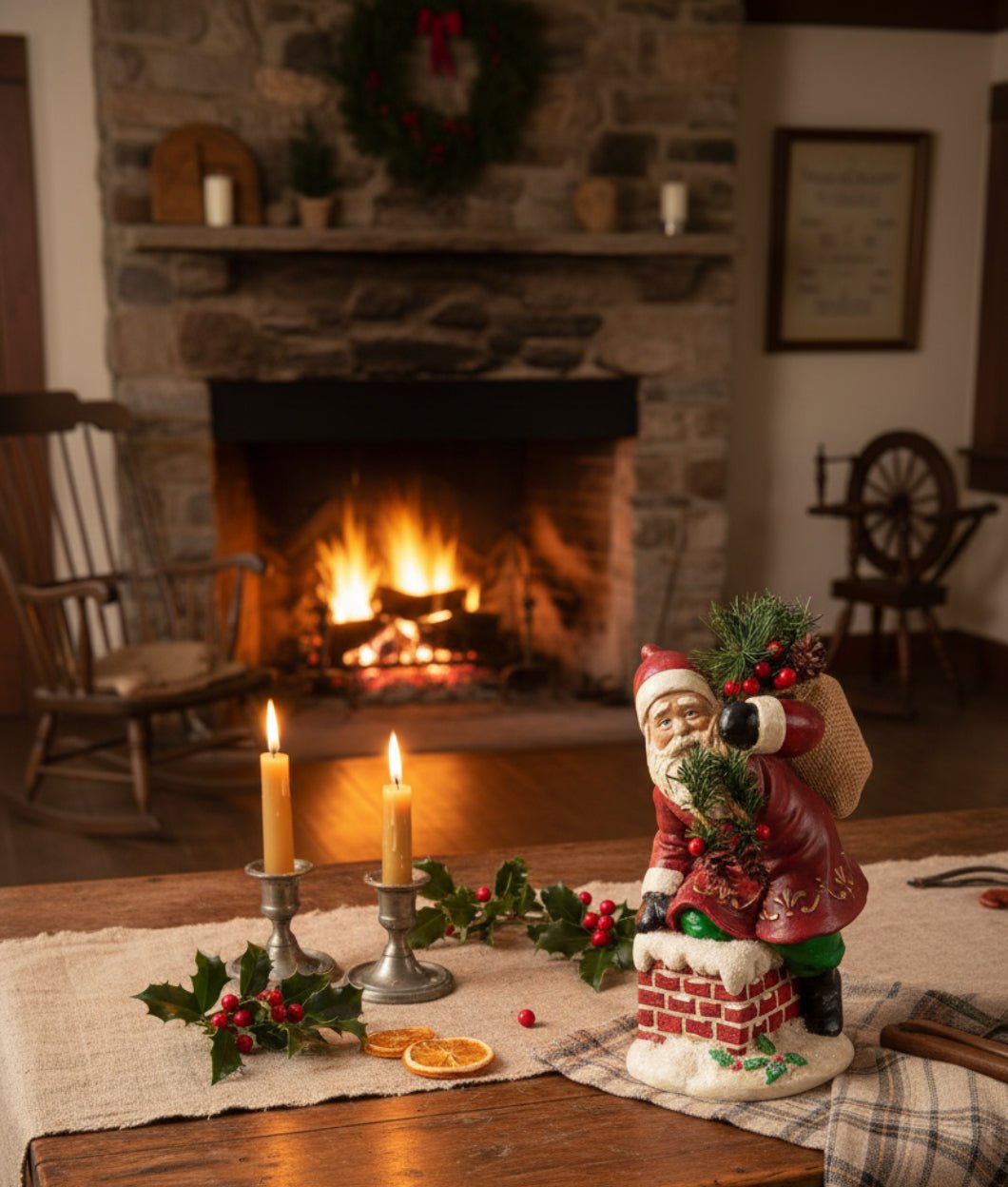 Collectable Christmas 10.5" Christmas Eve Santa Figurine - The Primitive Pineapple Collection
