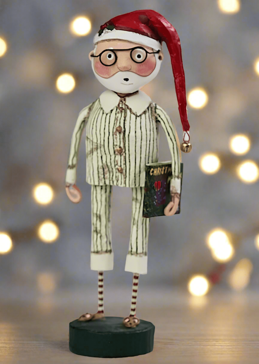 ESC and Company Christmas Lori Mitchell Story Time Santa w/ Stocking Cap Figure 12261 - The Primitive Pineapple Collection