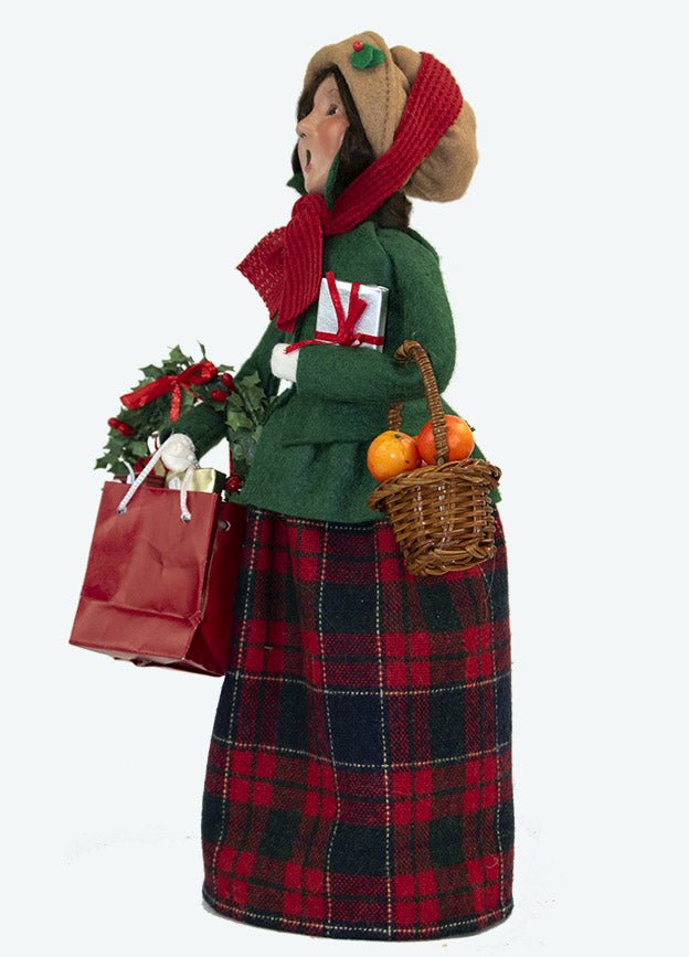 Primitive Colonial Byers Choice Shopping Woman 1241W - The Primitive Pineapple Collection