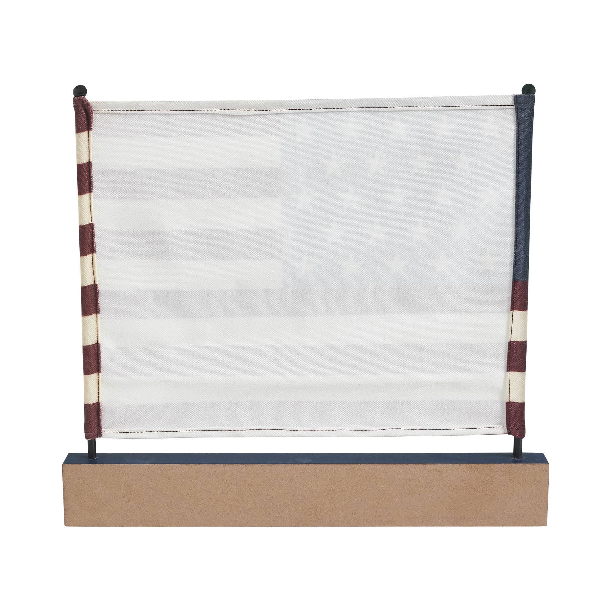 Primitive Americana Canvas American Flag on Blue Base Decor 12"x14"x1" - The Primitive Pineapple Collection