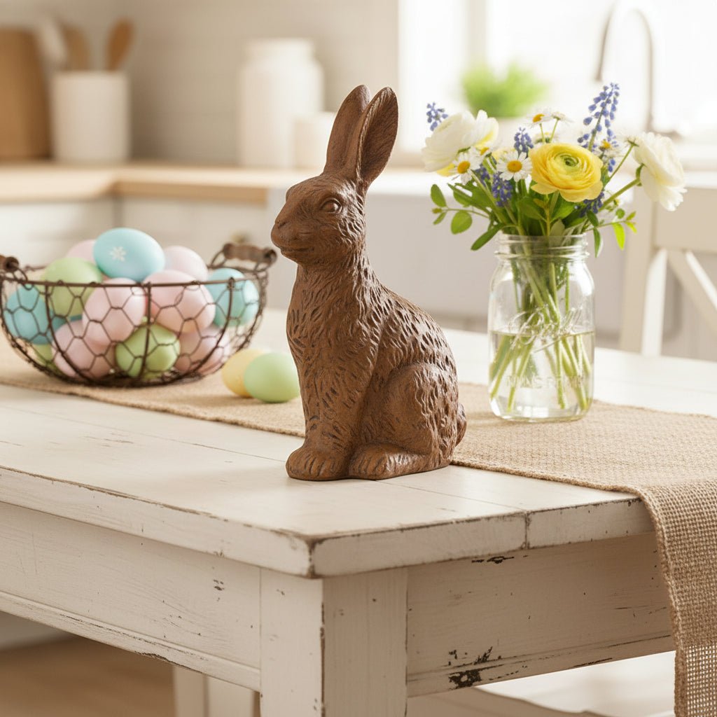 Primitive Spring Easter Resin Chocolate Bunny Large 8" - The Primitive Pineapple Collection