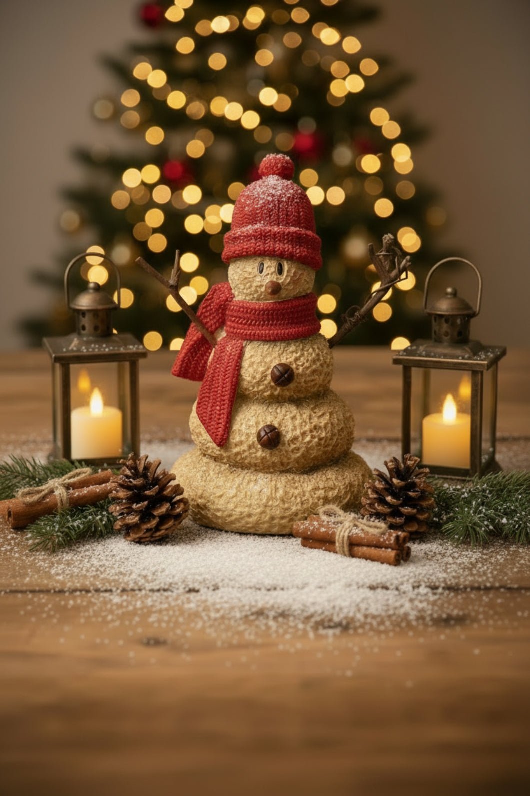 Christmas Resin Red Hat & Scarf Melting Snowman - 7"H - The Primitive Pineapple Collection