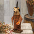 Primitive Fabric Halloween Fall Farmer Plaid Mouse W/Pumpkin On Base 10.5 - The Primitive Pineapple Collection