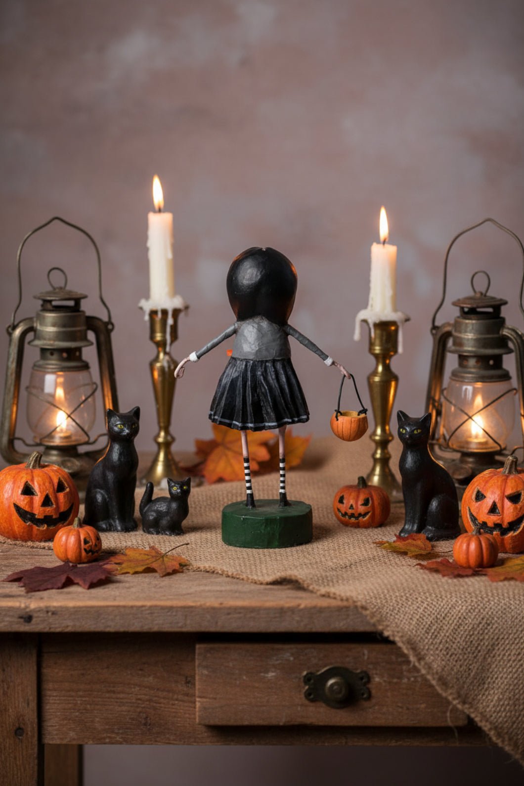 ESC Halloween Lori Mitchell Little Goth Girl 14475 - The Primitive Pineapple Collection