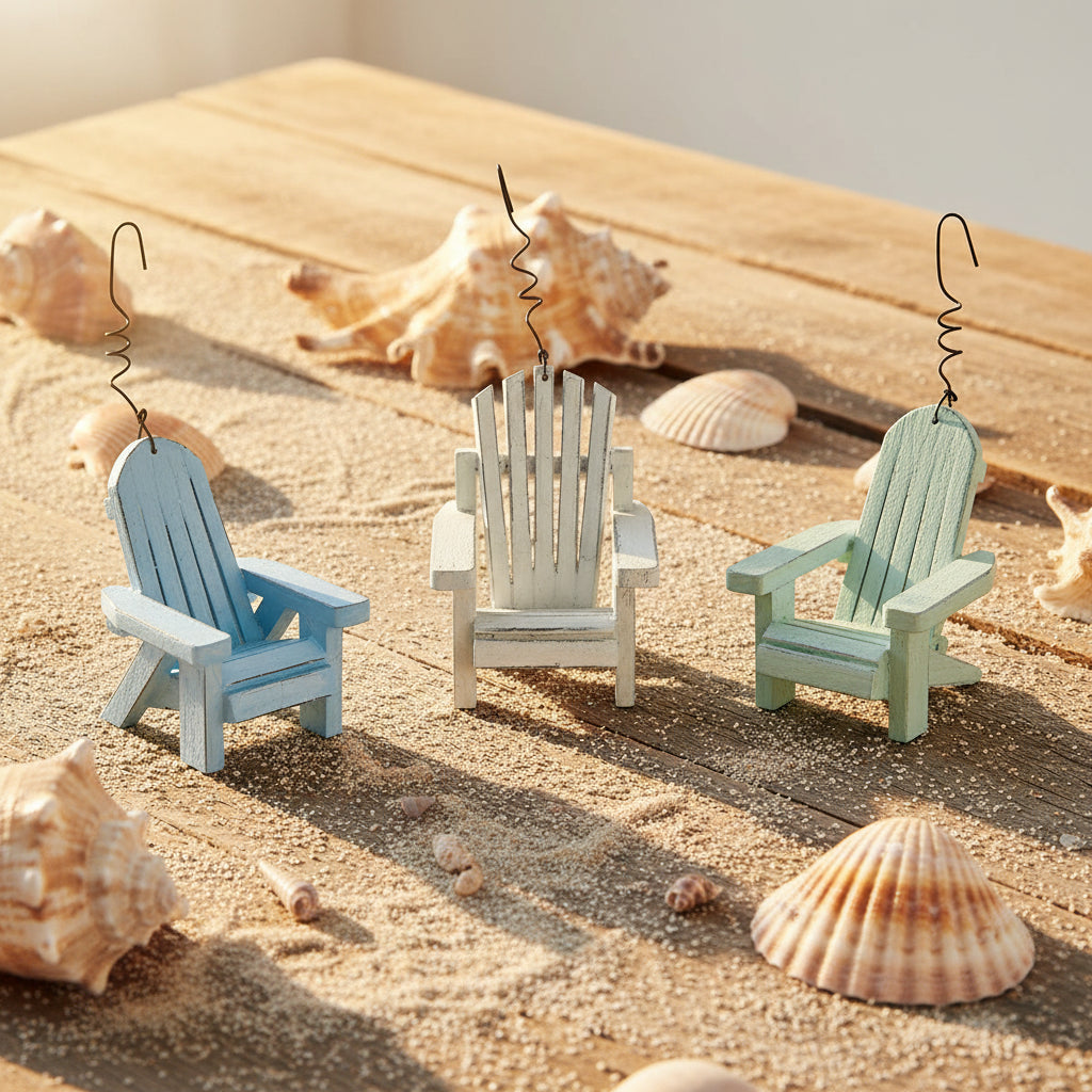 Farmhouse Cottage Pastel Beach Chair Ornament 3 pc Set - The Primitive Pineapple Collection
