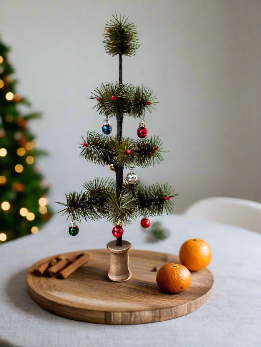 Christmas Bethany Lowe Inspired USA German Goose Feather Tree w/ Red Berries 14" - The Primitive Pineapple Collection