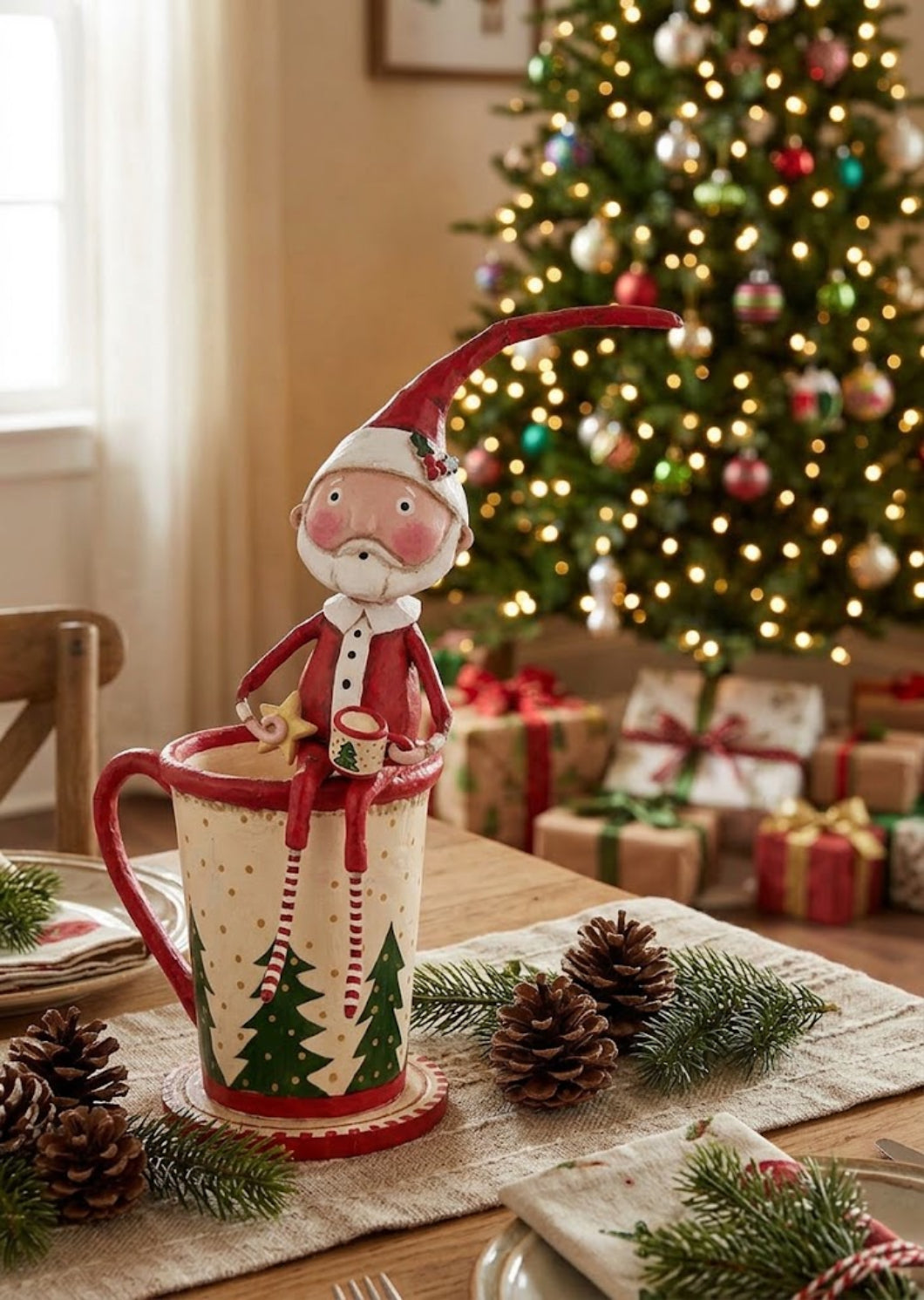 Lori Mitchell Cocoa and Cookies Santa Figurine | ESC and Company